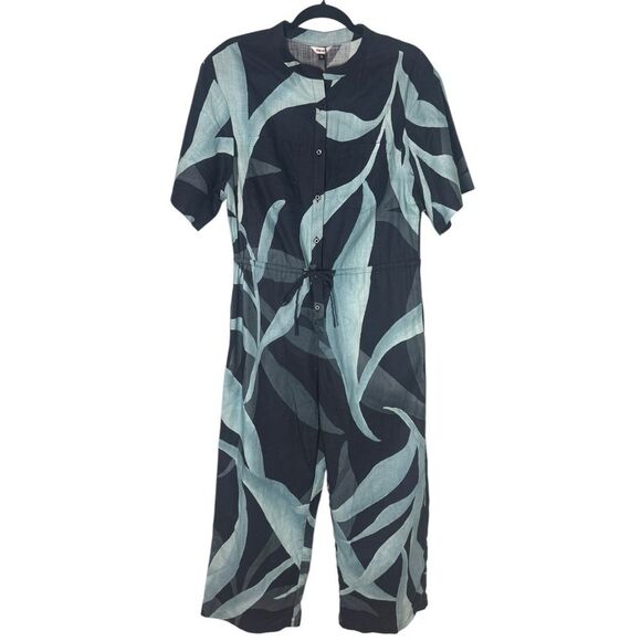 The Kit by Daniel Vosovic Aqua Jungle Light Cotton Slub Issa Jumpsuit Size S - Picture 2 of 5